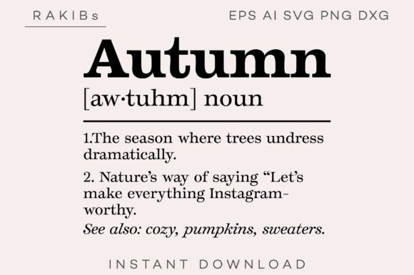 Autumn Funny Definition SVG PNG Graphics for Crafts