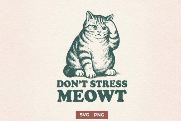 Don’t Stress Meowt SVG Funny Cat PNG for Graphics and Crafts