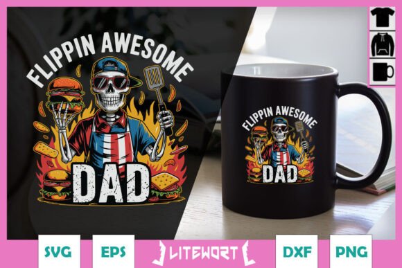 Flippin Awesome Dad Funny Skeleton SVG for Crafts and Graphics