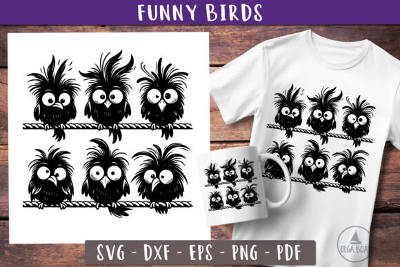Funny Birds Svg Whimsical Birds Clipar for Crafts and Graphics