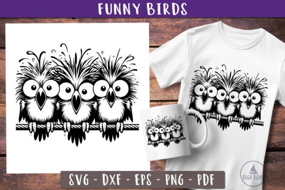 Funny Birds Svg Whimsical Birds Clipart for Crafts and Graphics
