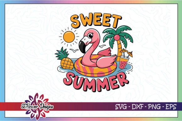 Sweet Summer Flamingo Funny Season SVG for Crafts and Graphics